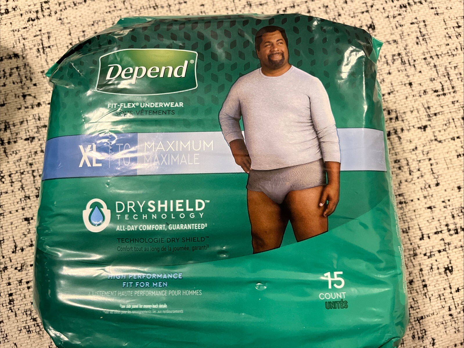 Depend FIT-FLEX Incontinence Underwear for Men Pack XL Gray 15 New