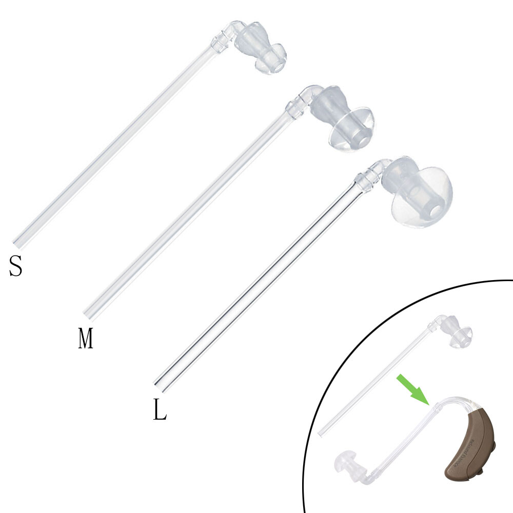 (2pcs)Silicone Dome Ear Plugs With Tubing Eartip with Tube for BTE Hearing Aids