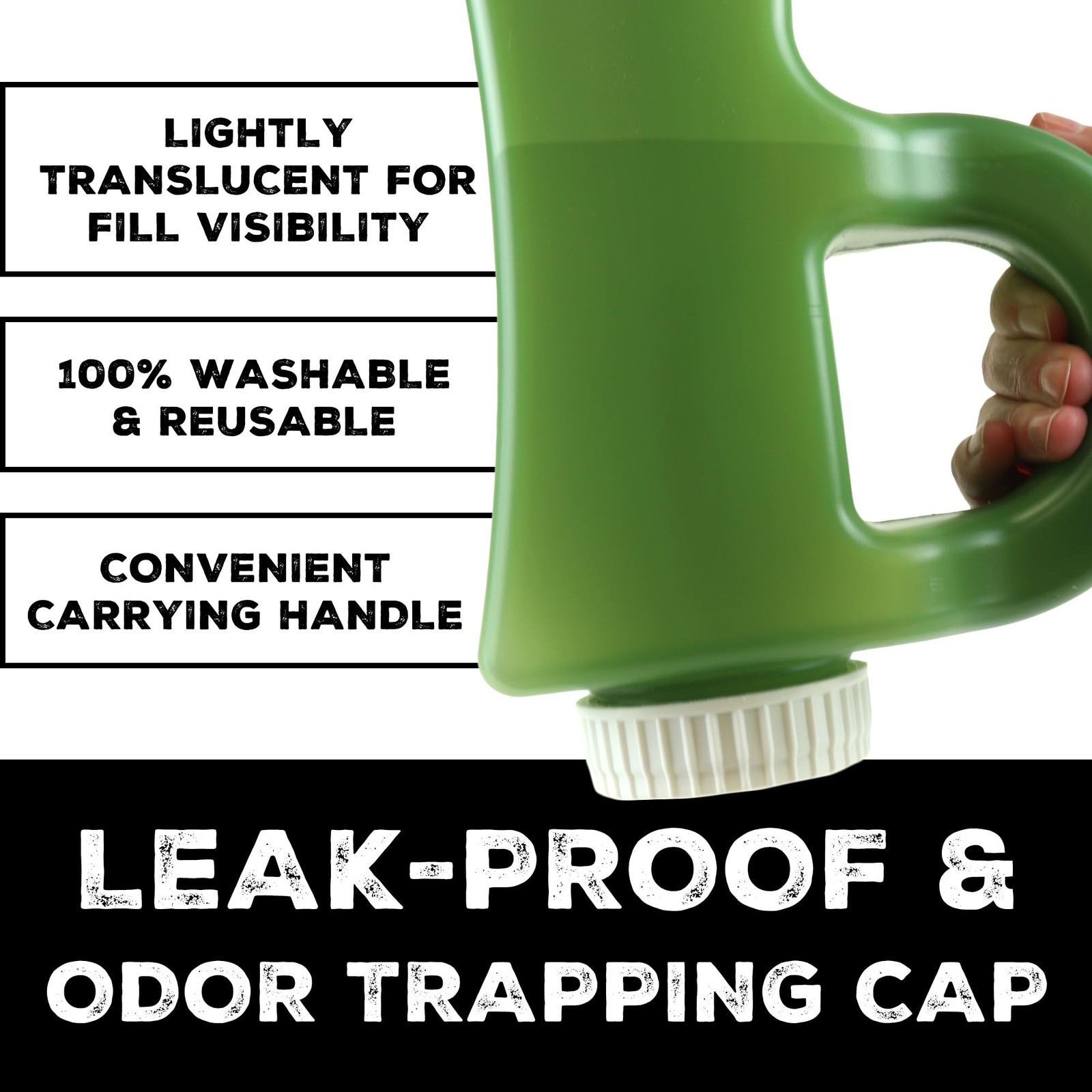 2011mL 68oz SpillProof Portable Urinal, Green
