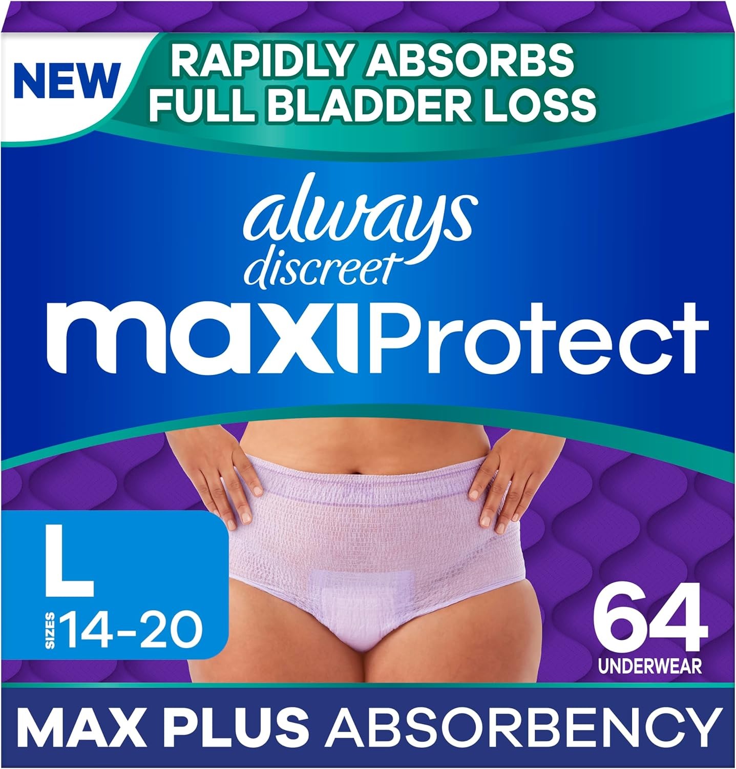 64 Count MaxiProtect Adult Diapers for Women, Incontinence Underwear, Scented