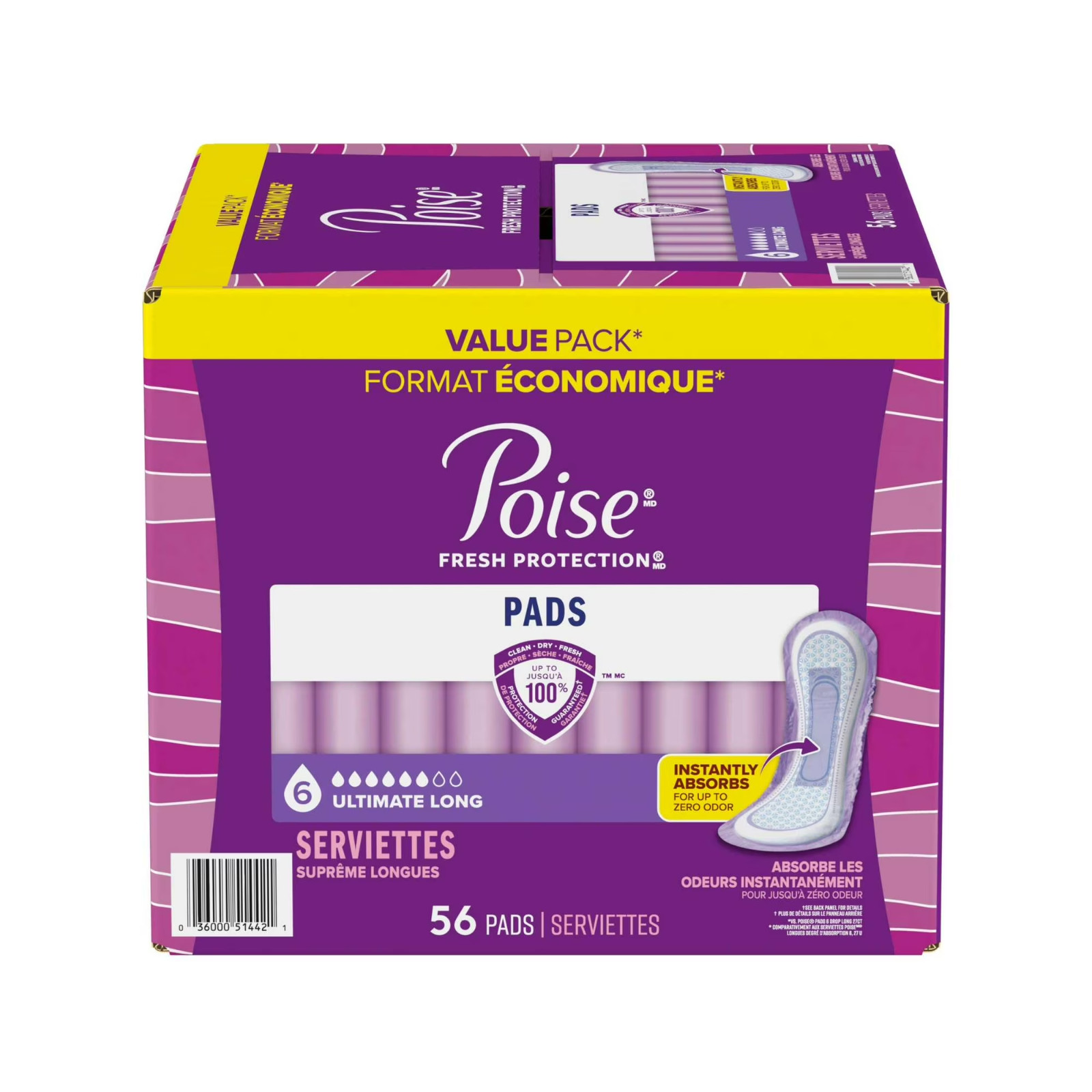2 Pack Poise Incontinence Pads Women Ultimate Absorbency Long 56 Count NEW