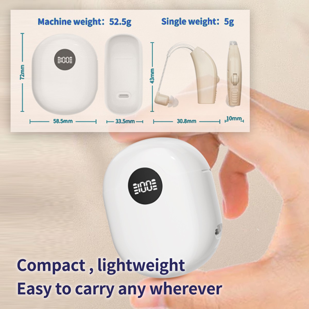 Hearing Aids Adults Rechargeable mini hide Noise Cancelling Hearing Amplifiers
