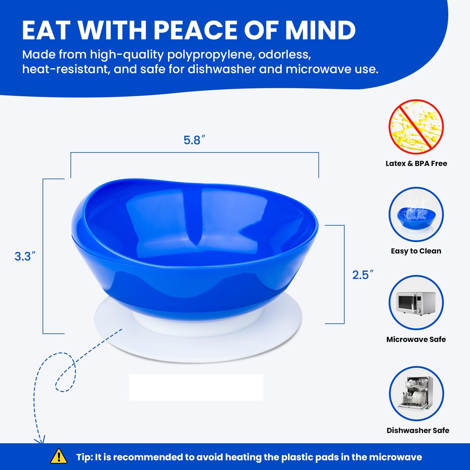 Spill Proof Scoop Bowl with Non Skid Suction Base Adaptive Dinnerware 2 Pack