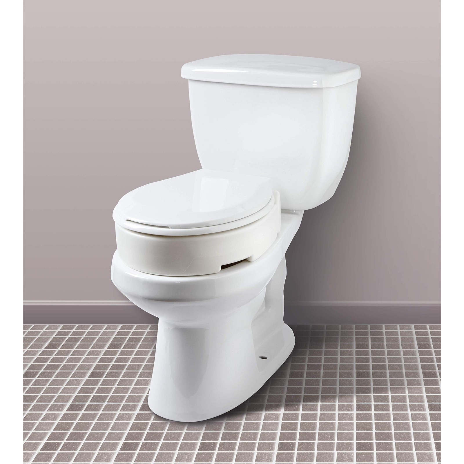 Carex Hinged Round Raised Toilet Seat Riser Adds 3.5 Inches Of Height 300 Lbs