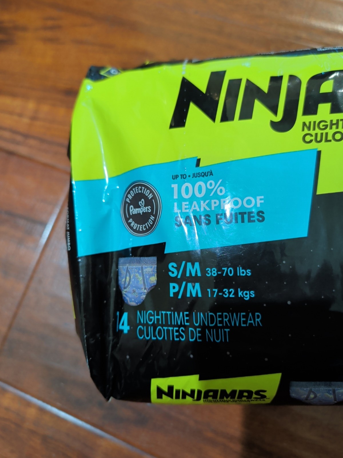 Ninjamas Nighttime Bedwetting Underwear for Girls Size S/M 14 Count 38-65 Lb