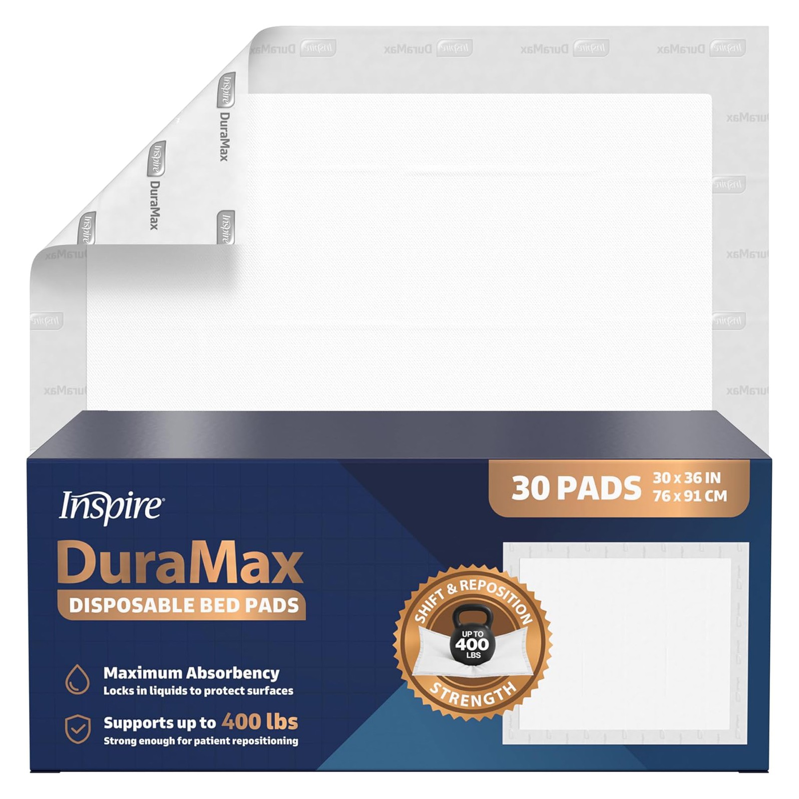 Inspire Duramax 30×36 Disposable Bed Pads Super Absorbent Adults Puppy Pads 30ct