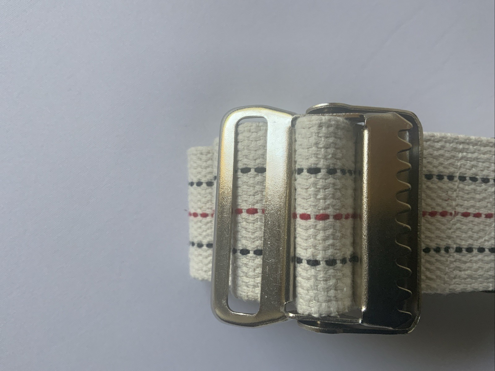 Medline MDT821203 White/Beige Striped Metal Buckle 2″ x 60″ Gait Transfer Belt
