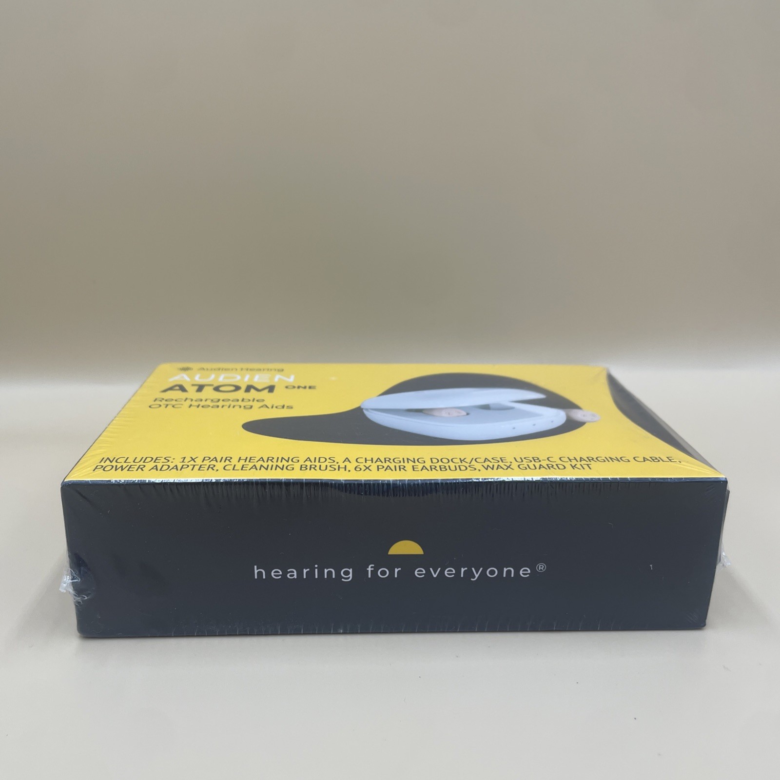 Audien Atom One OTC Hearing Aids Wireless, Rechargeable, Beige SEALED