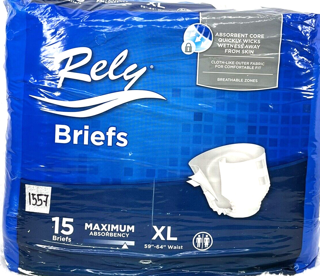 Rely Adult Briefs SZ XL 2-15Pk 30 Total Maximum Absorbency Incontinence Diapers