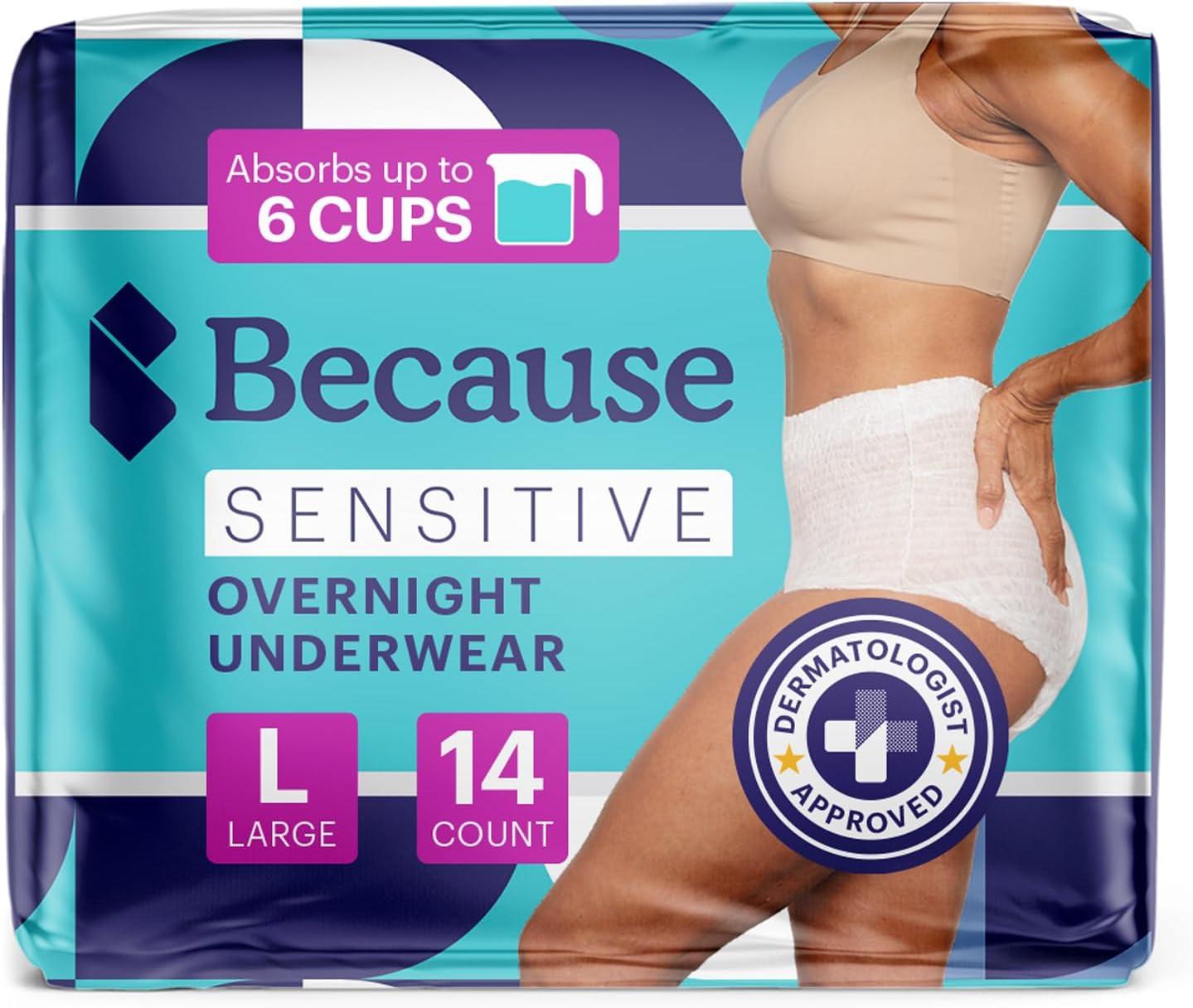 Because Adult Incontinence Underwear for Sensitive Skin – Women – Premium Overni