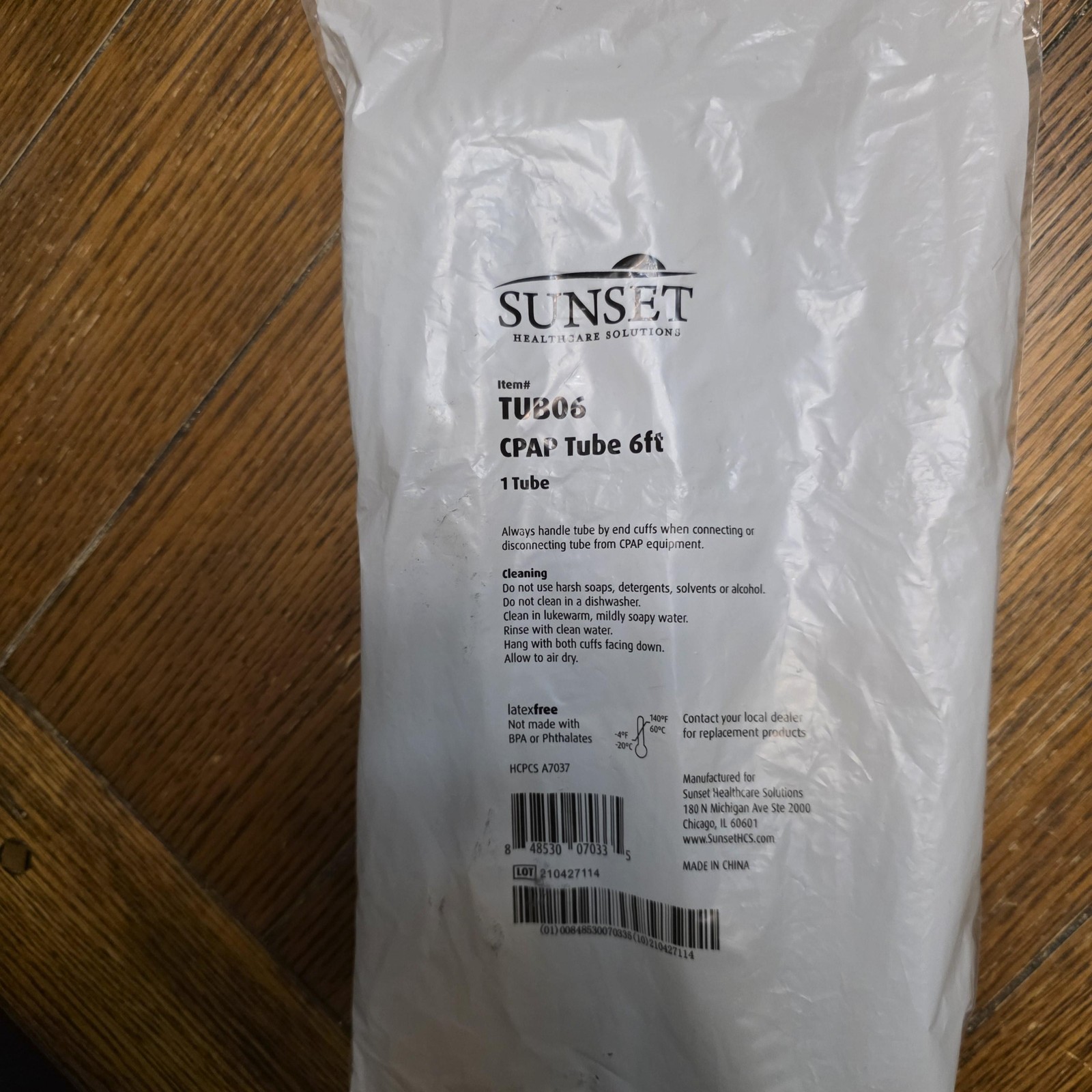 Sunset Healthcare Solutions CPAP Tube Hose 6ft Gray TUB06 Latex Free BPA Free