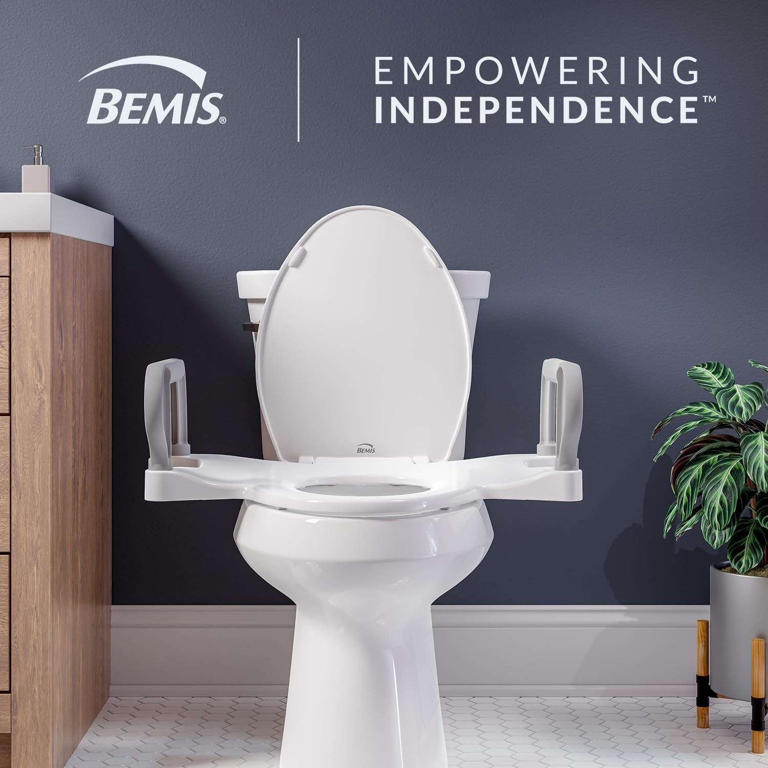 Bemis Assist Toilet Seat Built-In Support Handles Hinges Never Loosen Fits