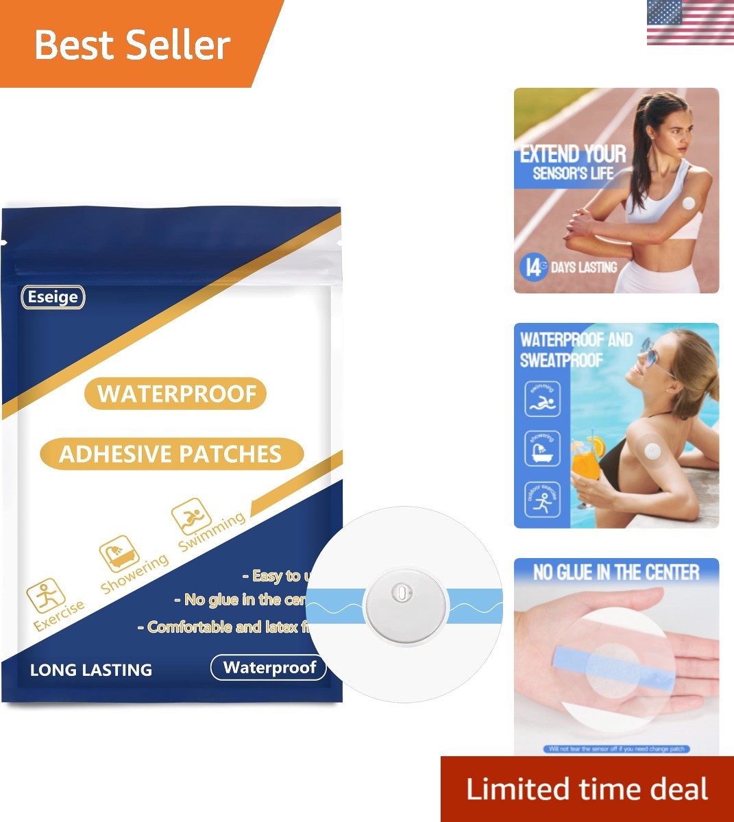 60 Pack Waterproof Adhesive Patches – Transparent Covers for Libre 3 Sensors