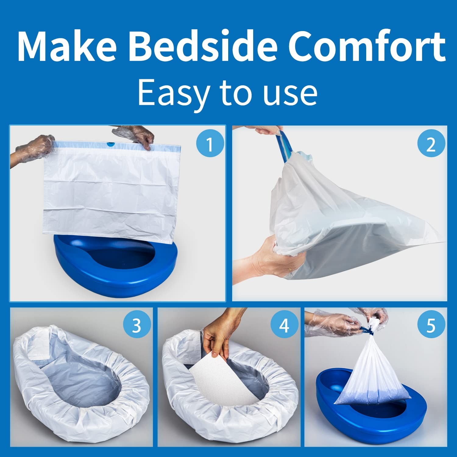 Bedpan Set with 30 Super Absorbent Pads and Disposable Liners, Bed Pans for E…