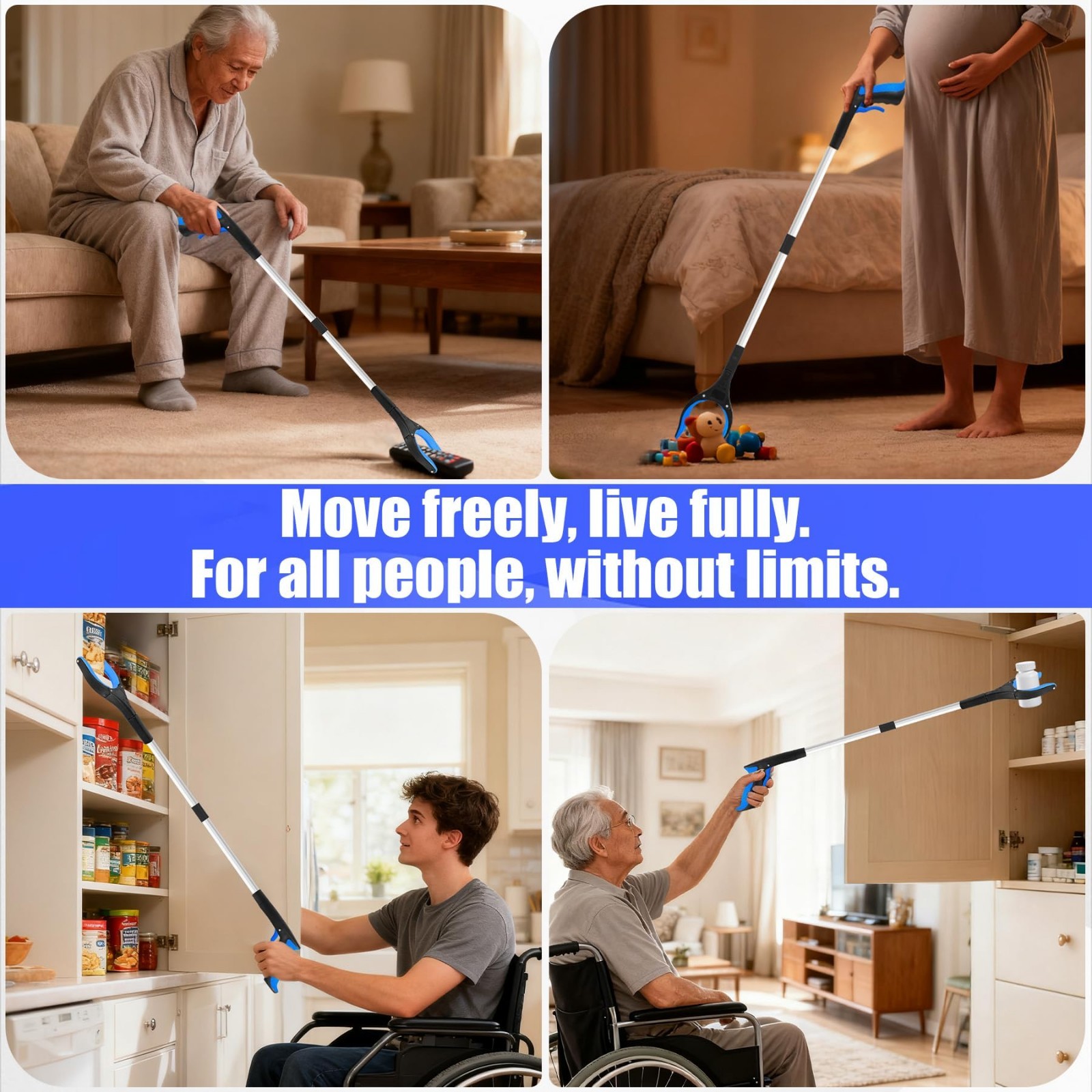 6 Pack 32″ Heavy Duty Trash Grabber Tool – Foldable Reacher with Ergonomic Handl