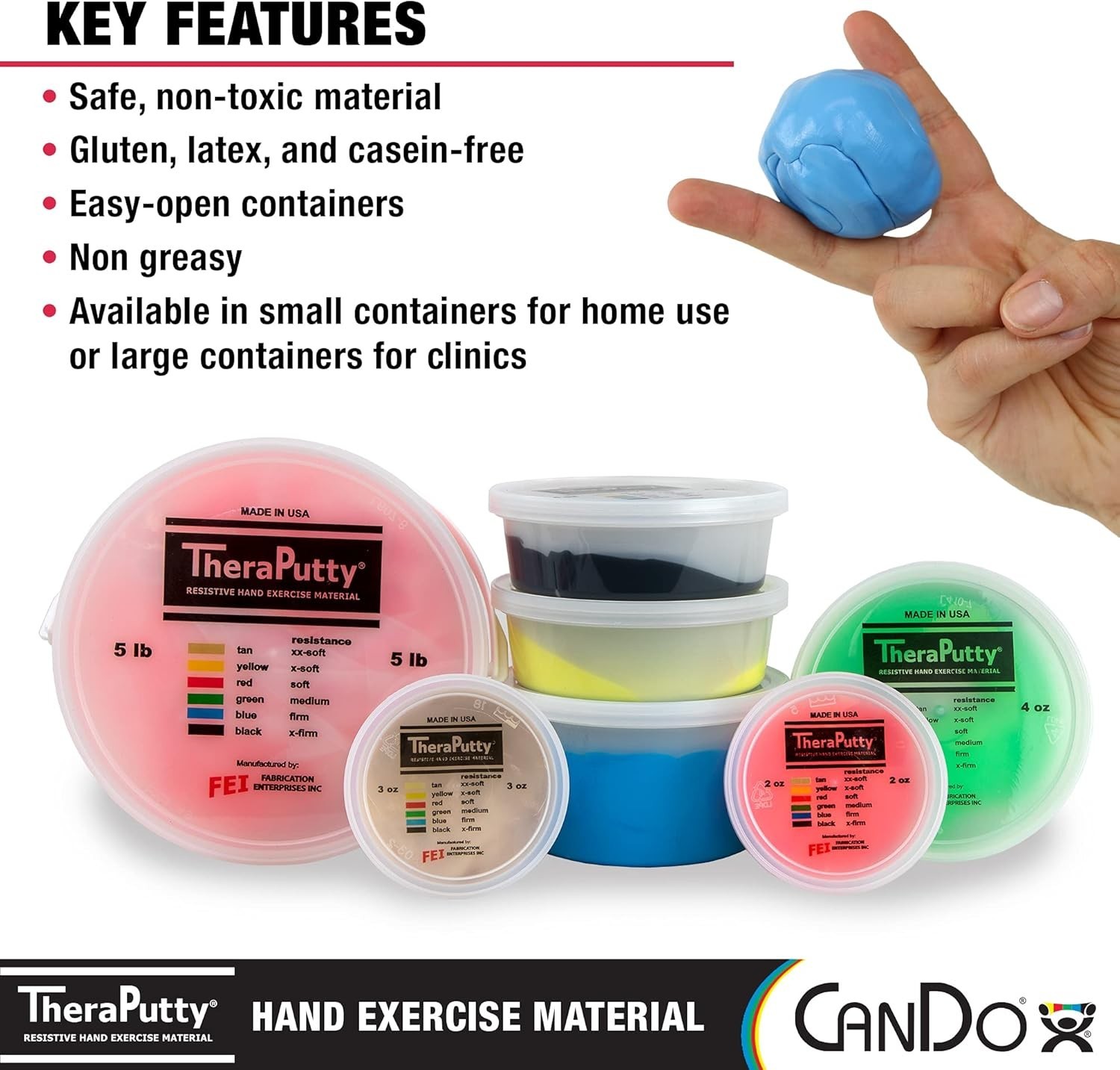 4oz TheraPutty Blue Firm- Ideal for Hand Rehabilitation and Motor Skills