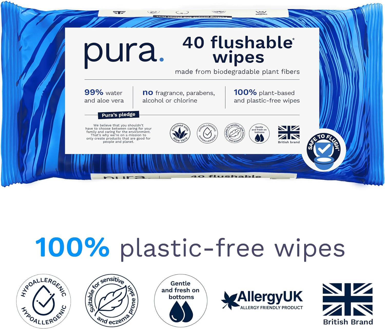 Adult XL Flushable Unscented Wipes, 1 Pack of 40 Toilet Wipes Adult Wet Wipes, 9