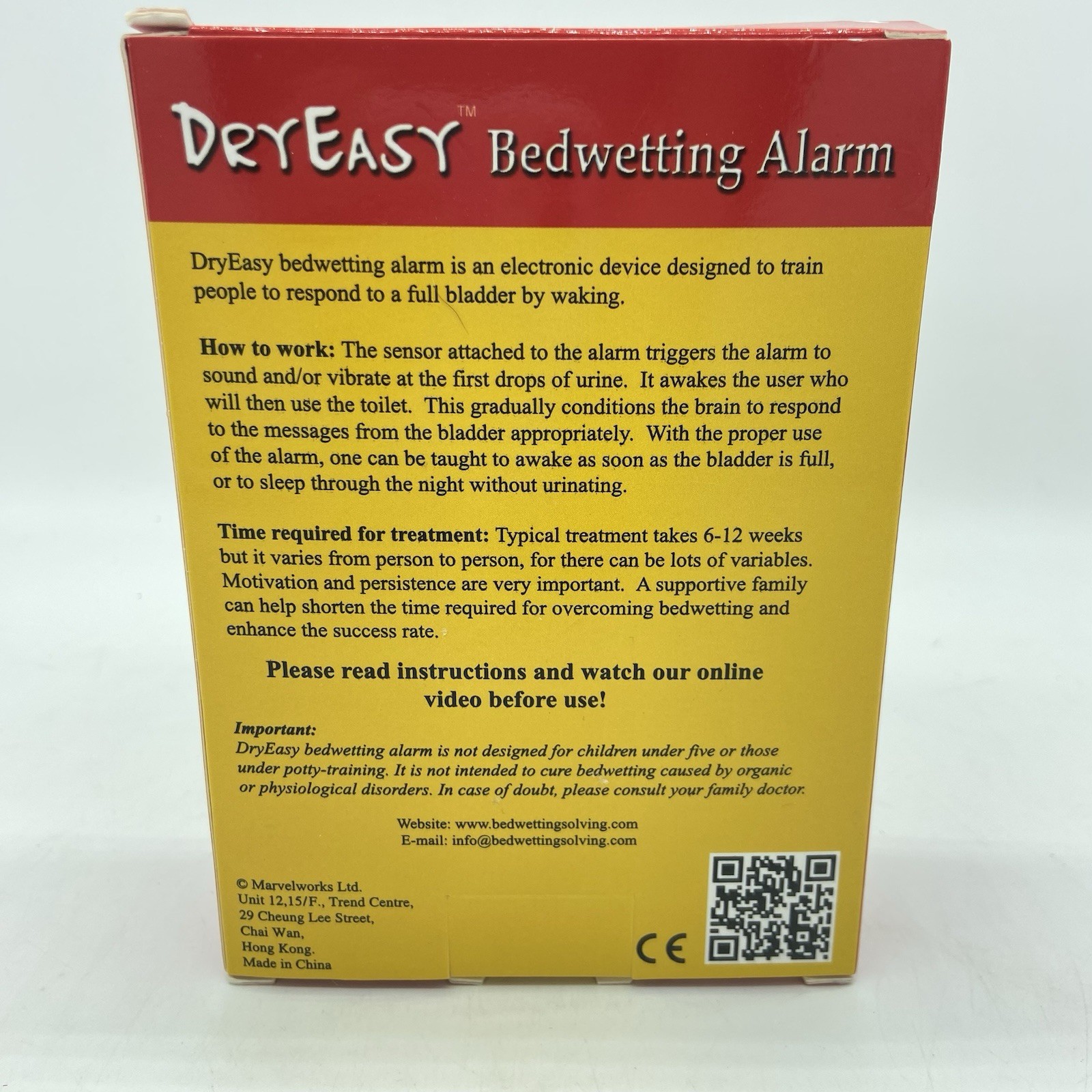 DryEasy Bedwetting Alarm Enuresis Training System Sound Vibration New In Box
