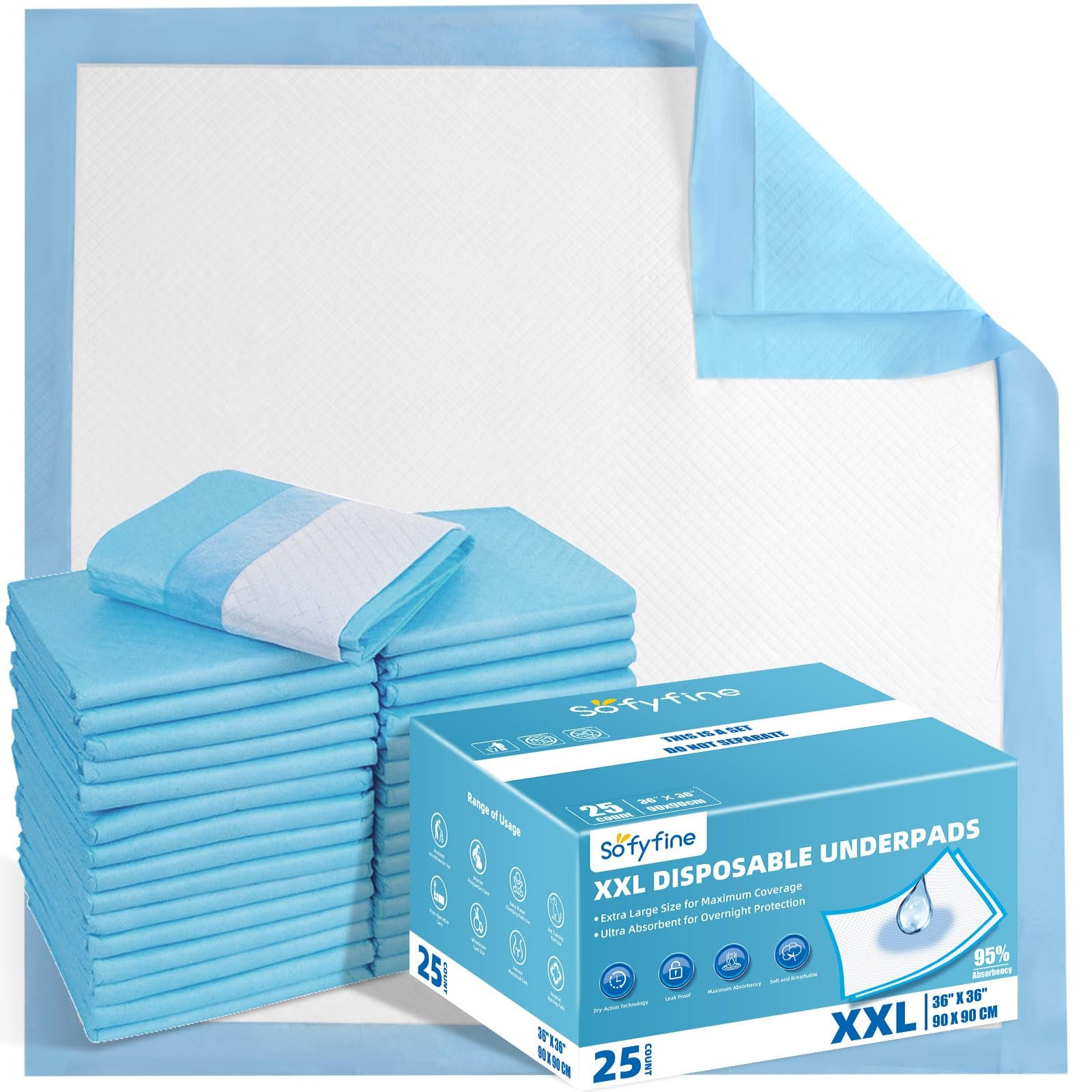 Extra Large Chucks 36″x36″ Disposable XXL Heavy Duty Absorbent Elderly Adults…