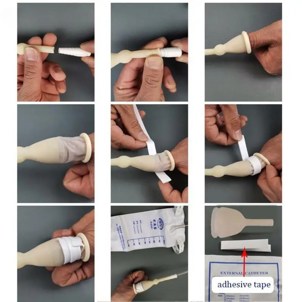 1PC Male Drainage Collector Latex Cover with 1000ml Urine Catheter Strap Leg Bag