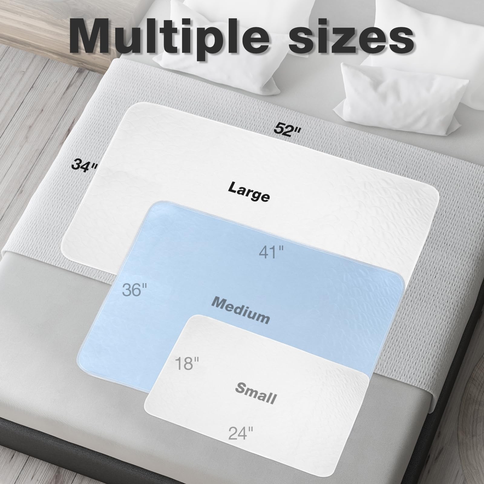 Bed Pads Washable Waterproof, 52″ x 34″ (2 Pack) Incontinence Bed Pads, Water…