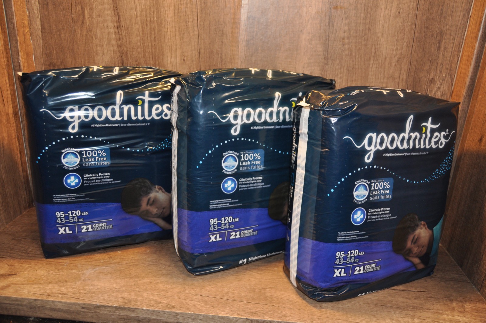Goodnights Boys Nighttime Underwear XL (95-120+lbs) Count 21 x 3 = 63 New
