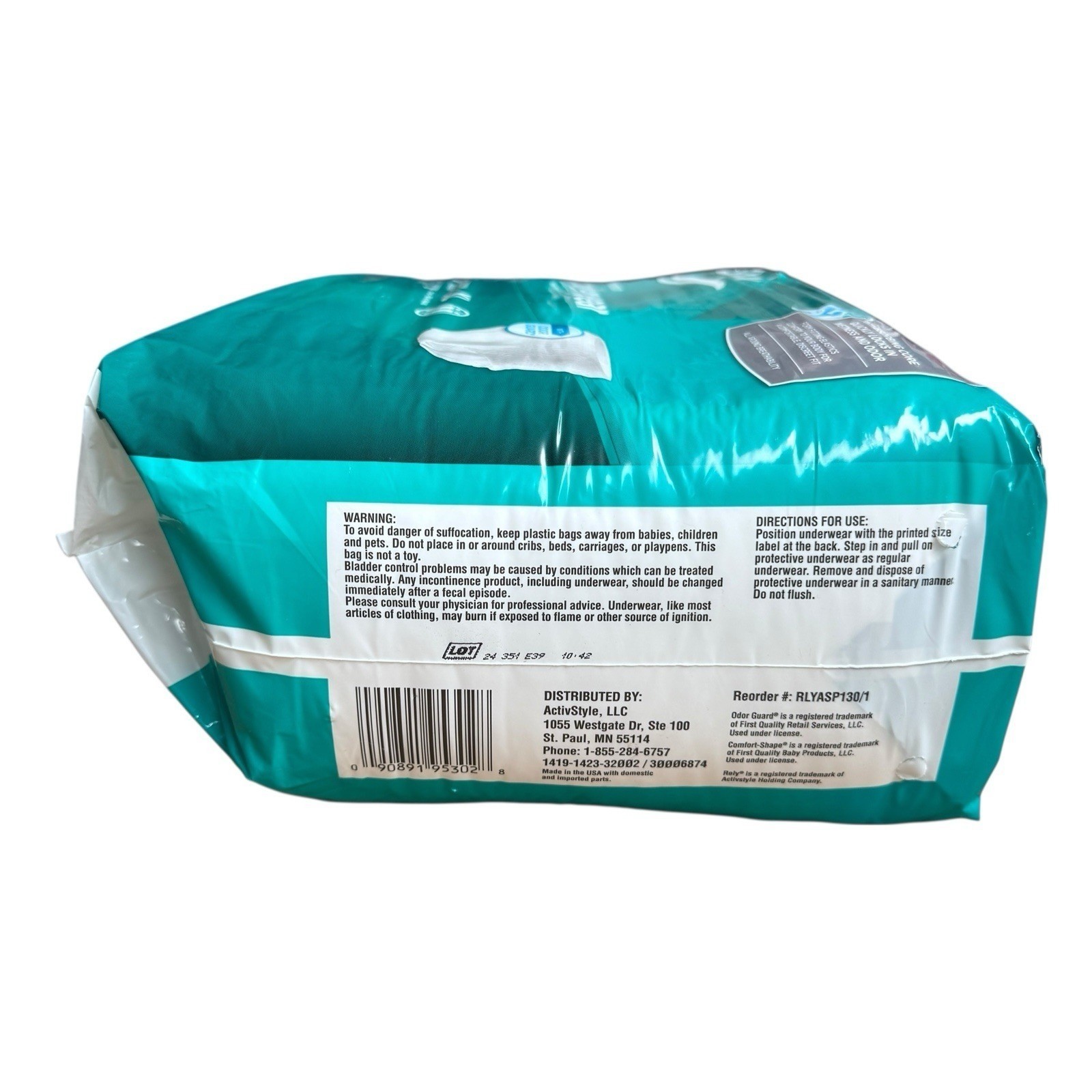 Rely Maximum Absorb Underwear Size XL 2-pack (20 Each) Waist 58-68 Adult Diaper