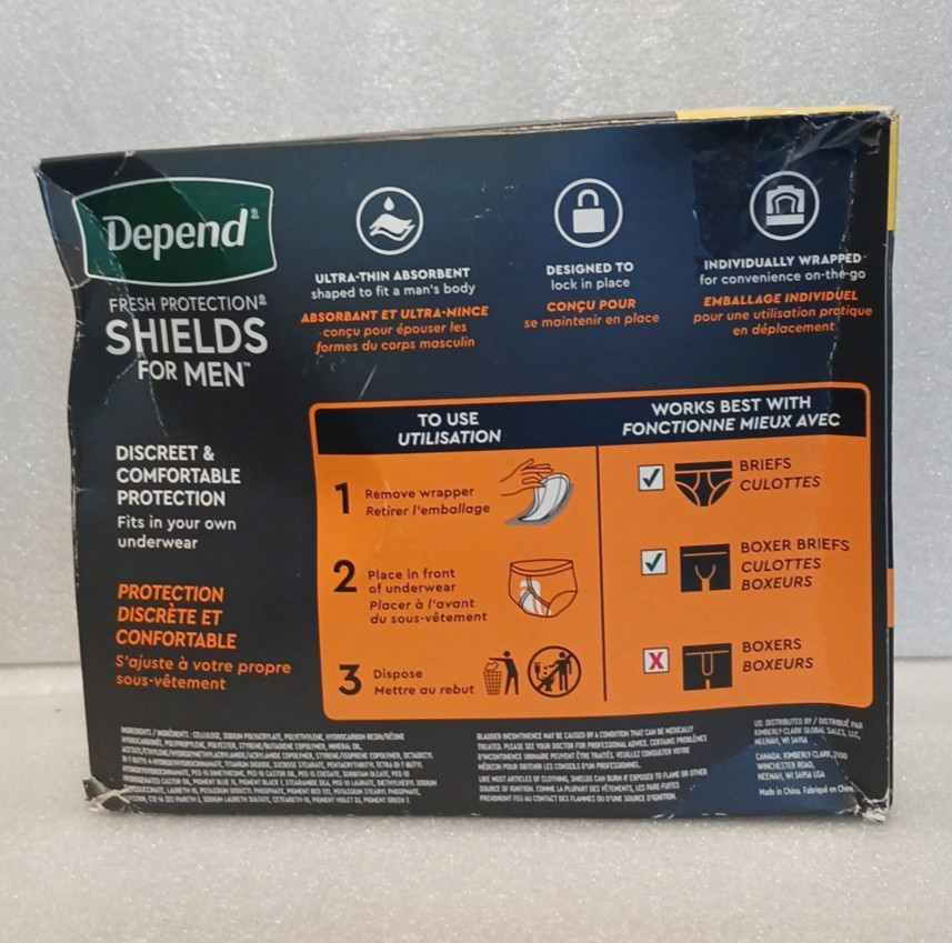 Depend Shields Incontinence Pads for Men (Light Absorbency) 90-Count [G3]
