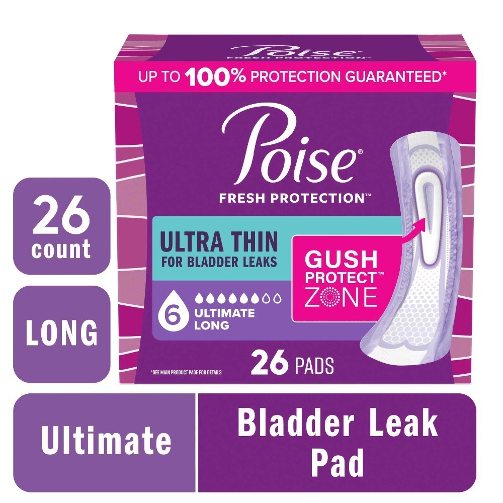 Extra Long Ultra Thin Incontinence Pads High Absorbency 26 Count