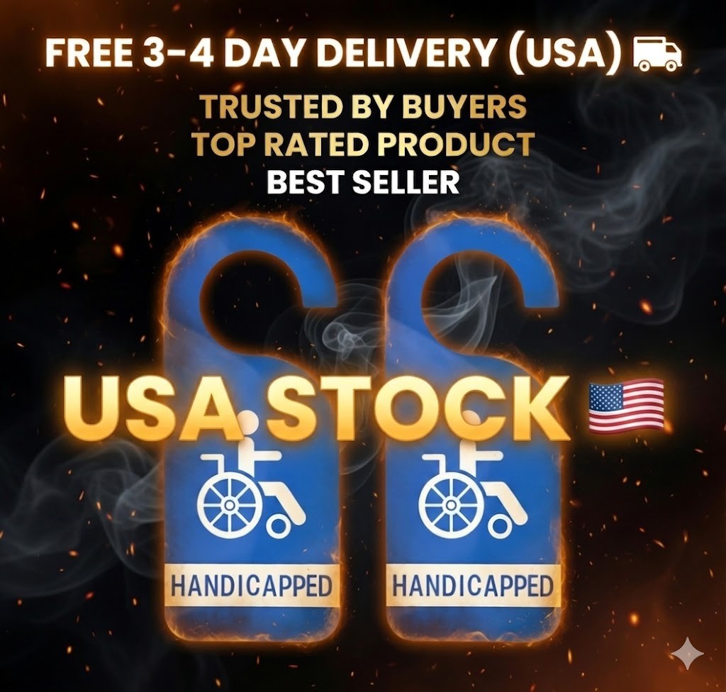 Disabled /Handicap Parking Sign 3.5×8.5 Inch Permit Hanger Tag – 2 Pcs