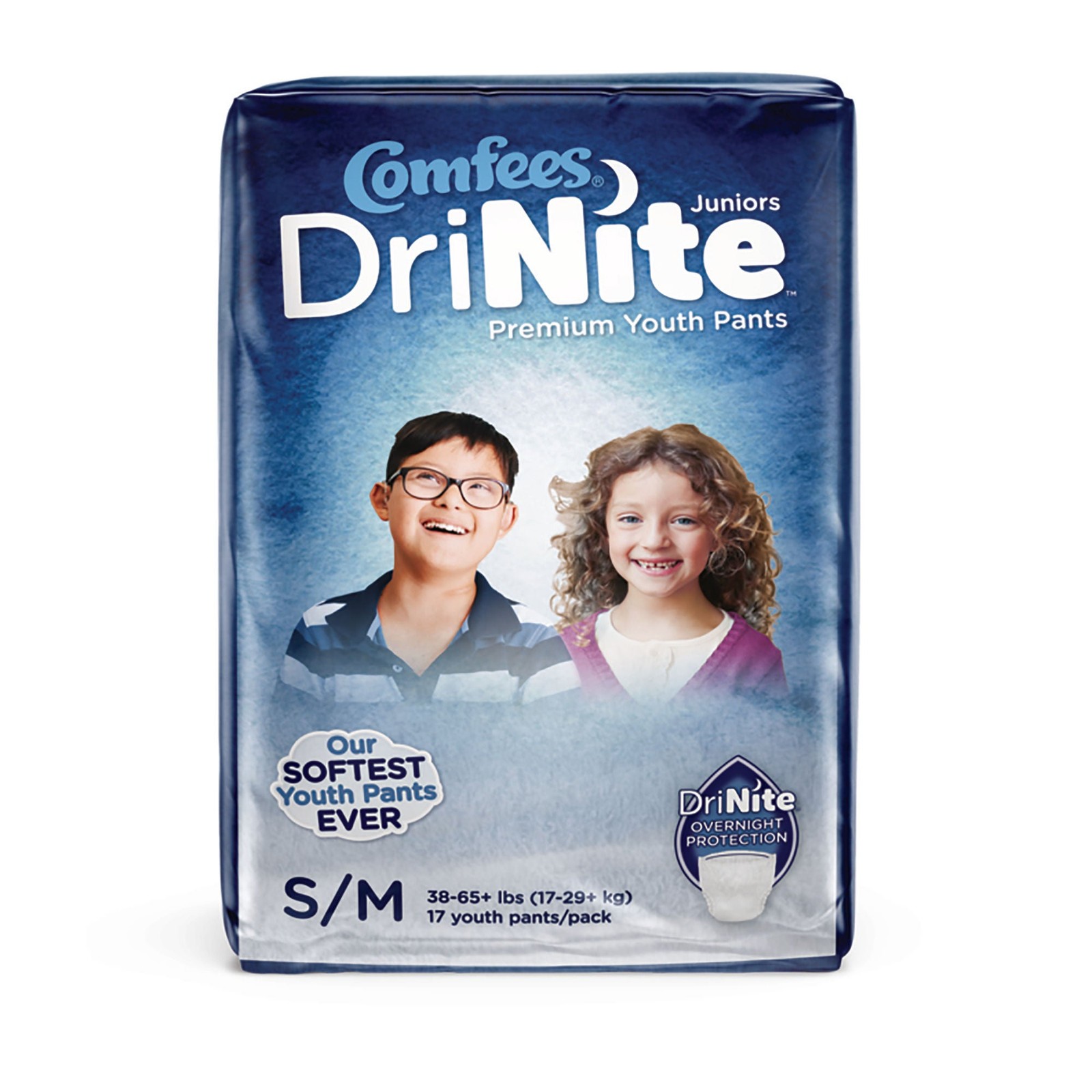 Comfees DriNite Juniors Youth Youth Absorbent Underwear Small / Medium 38 to 65