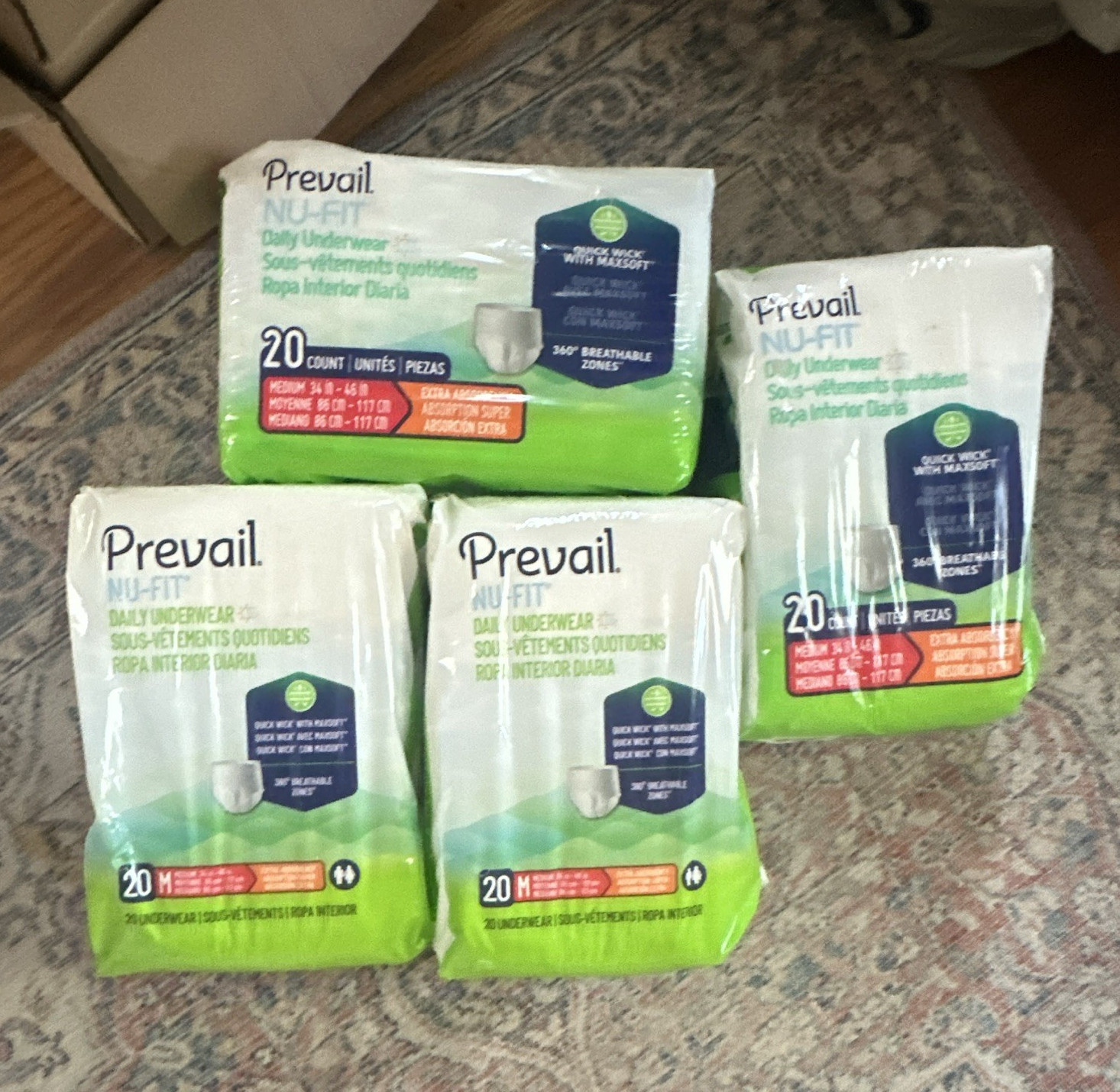 Prevail NU-FIT Daily Underwear Incontinence Pants M Extra Absorbency 20 Ct
