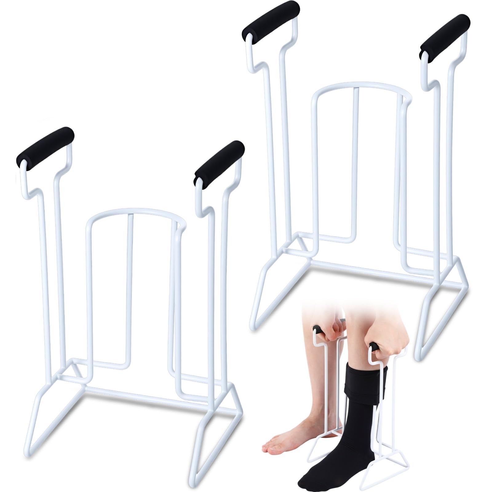 Nuogo 2 Pcs Stocking Donner Compression Sock Aid Device Adaptive White, Black