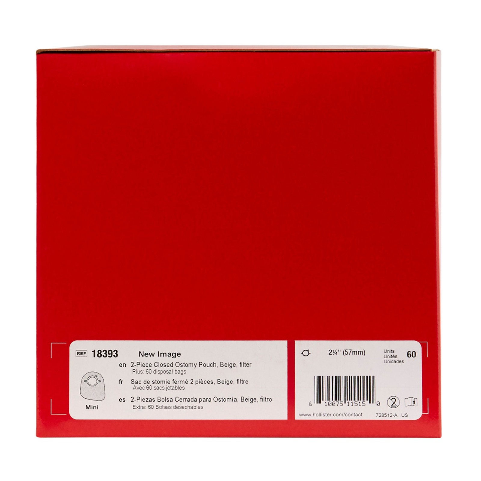 New Image 18393 Two-Piece Beige Ostomy Pouch, Pre-cut to Fit 57 mm, Red Match (B