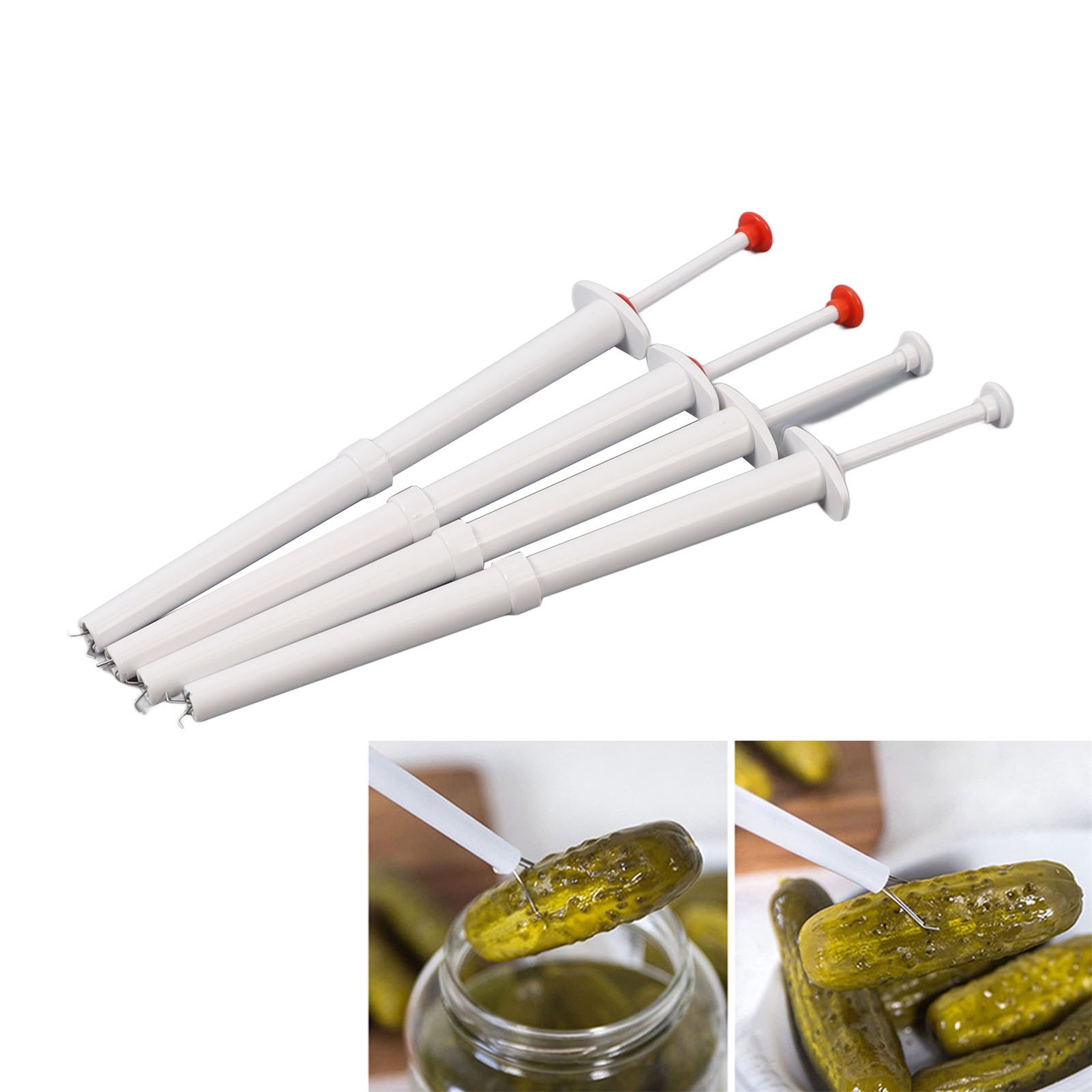 4Pcs Pickle Picker Flexible Stainless Steel Claws Olive Pepper Grabber For