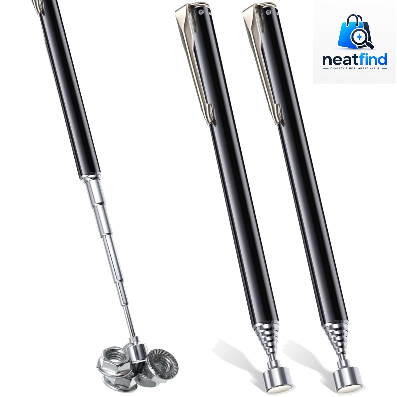 2 Pieces Telescoping Magnetic Pick up Tool Grabbers Reacher Tools with Pocket…