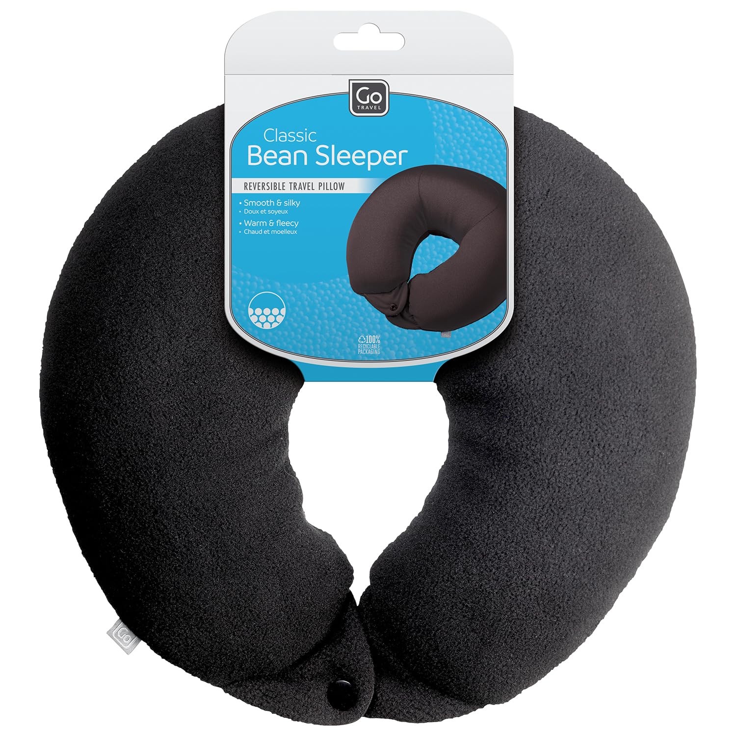 Classic Bean Sleeper, Comfortable Travel Pillow Filled with One Size, Black