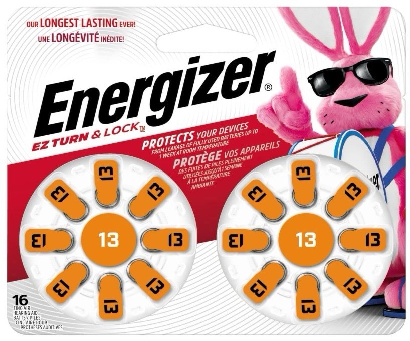 5 Packs of 16 Energizer Hearing Aid Batteries Zinc Size 13 Orange