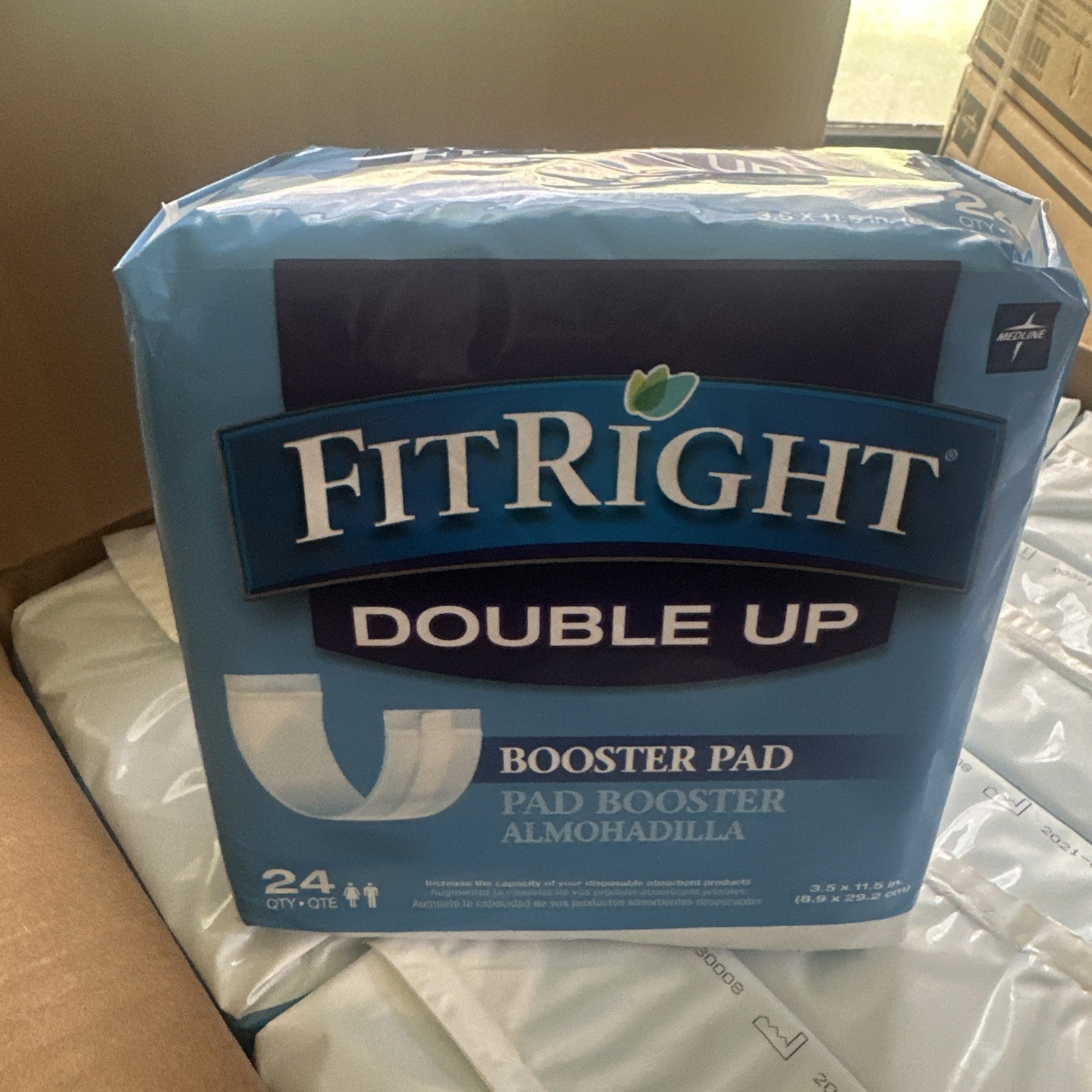 8 pack (192) Adult FitRight DoubleUp Incontinence Booster Pads Bladder NIB