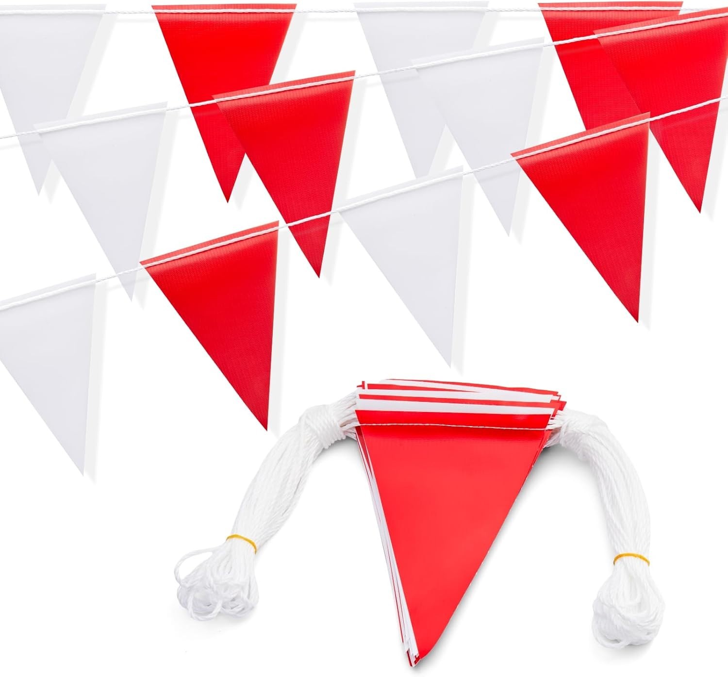 105FT Heavy Duty Pennant Banner Flags – Safety Alert Flags for Events & Parties
