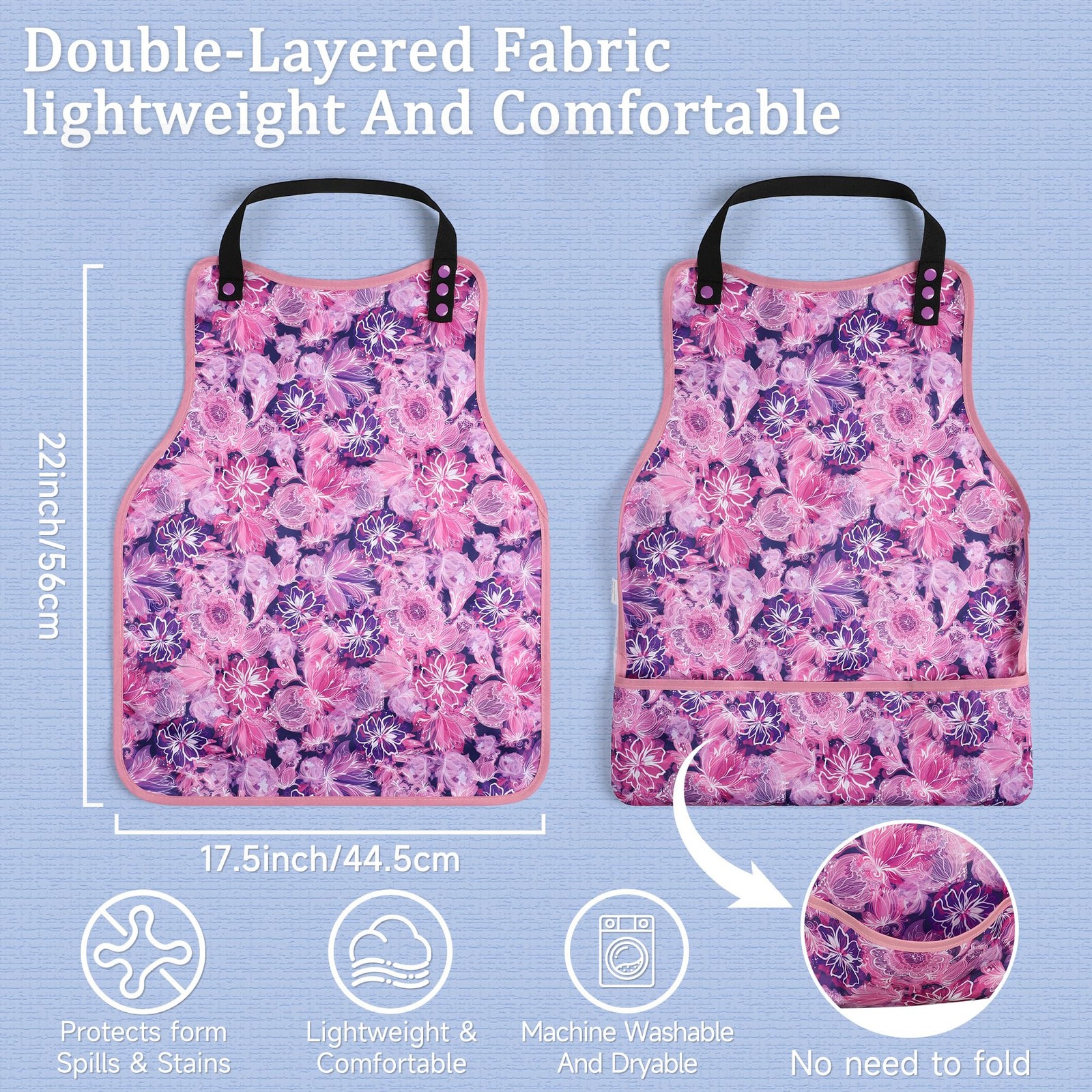Adult Bibs-3 Pcs Washable Clothing Protector with Upgraded Dream Butterfly
