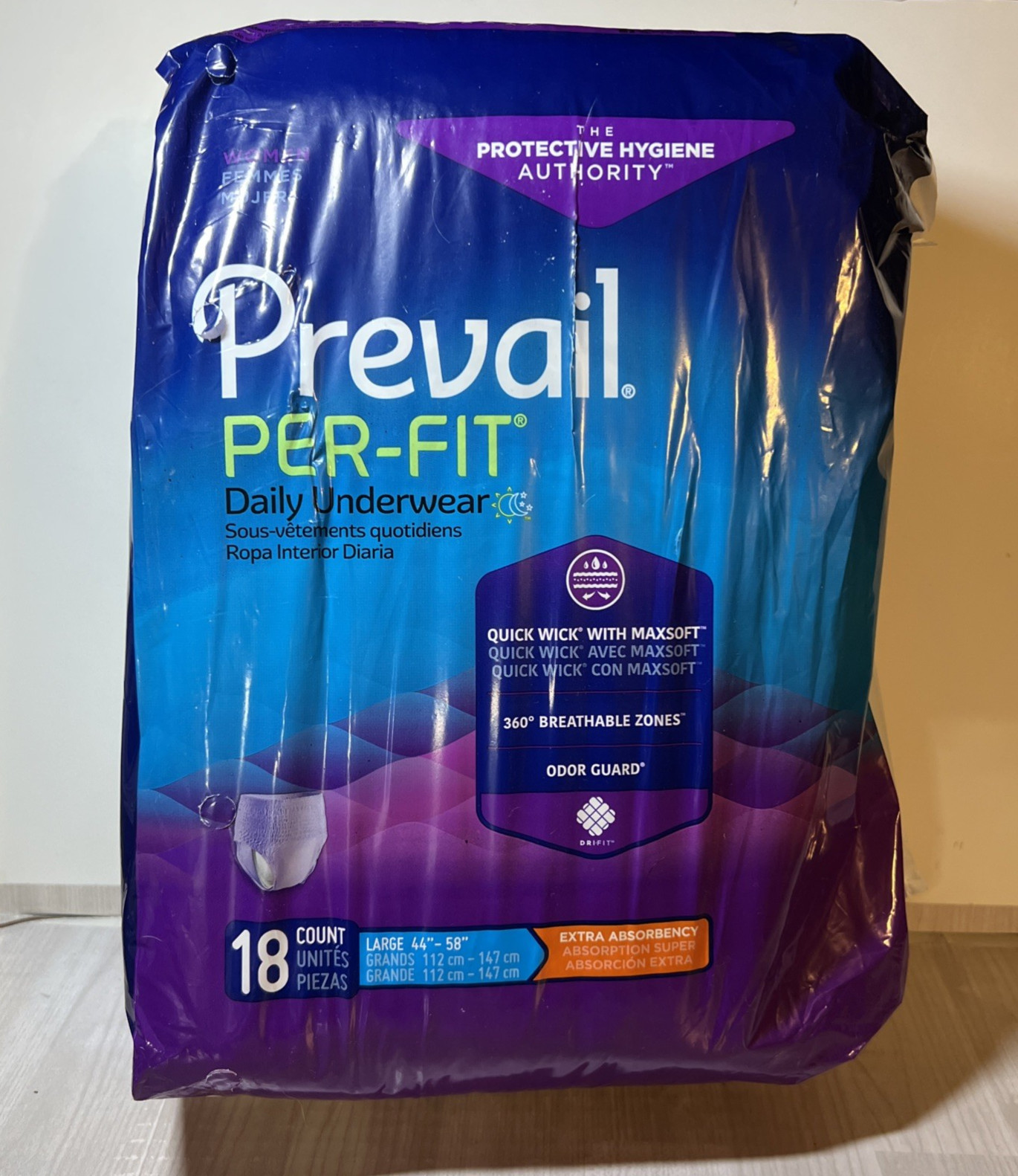 Prevail Per-Fit Daily Underwear L Women Extra Absorbency Odor Guard 18Ct PFW-513