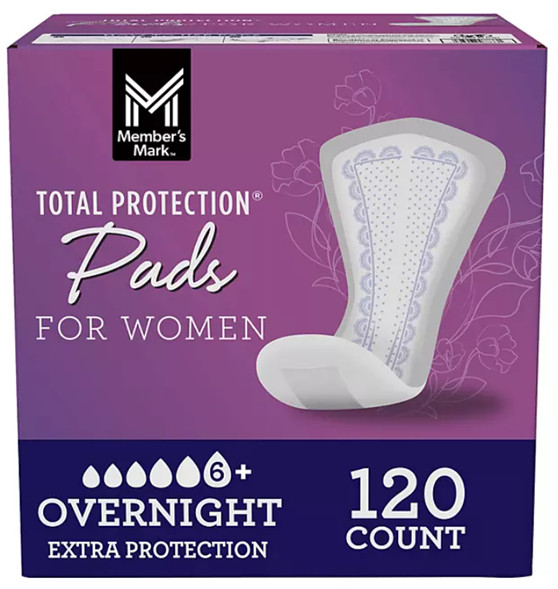 Member’s Mark Total Protection Overnight Pad for Women 120 ct. FREE shipping