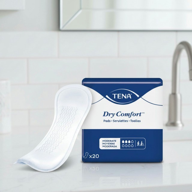 Case of 120 TENA 6-pack of 20 Dry Comfort Moderate Pads, Regular Length