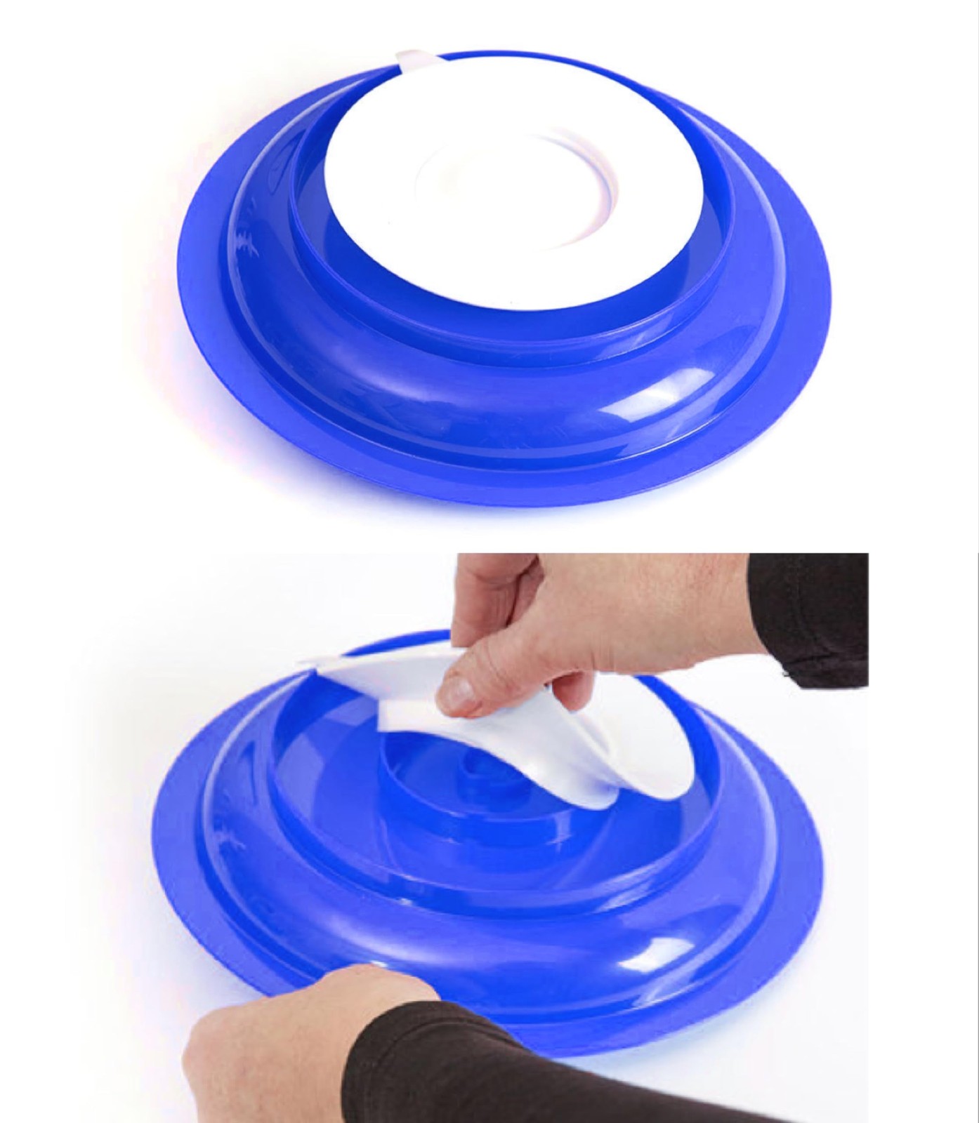 Spill Proof Scoop Bowl and Plate with Non Skid Suction Base Adaptive Blue