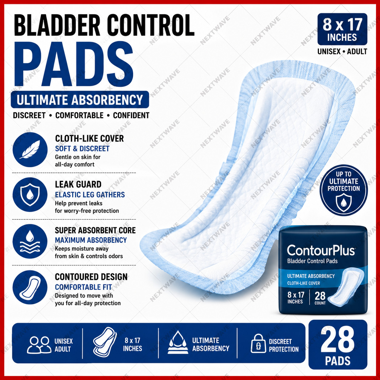 Incontinence Guards/Incontinence Pads fr Men Bladder Control Pad Maximum Ultimat