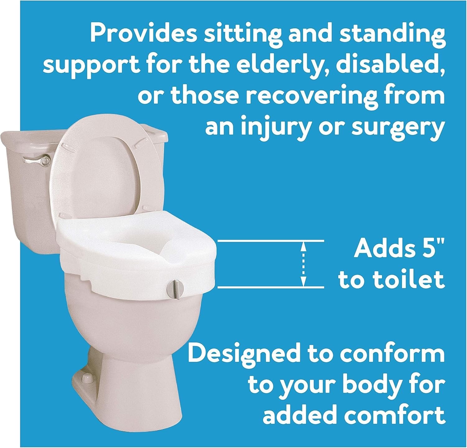 Carex E-Z Lock Toilet Seat And Toilet Safety Frame Combo Pack 5 Inch Height