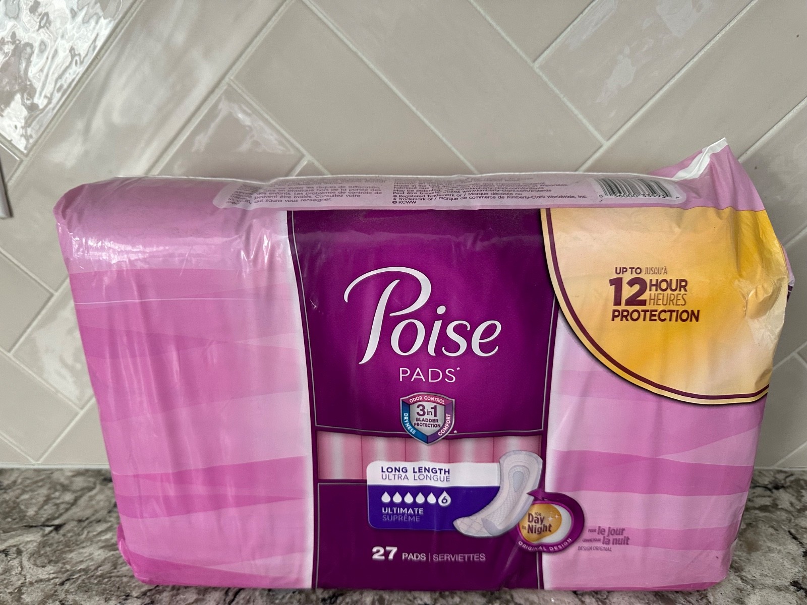 Poise Long Length Ultimate Supreme Incontinence Pads 27 CT High 6 Drop Rating 10
