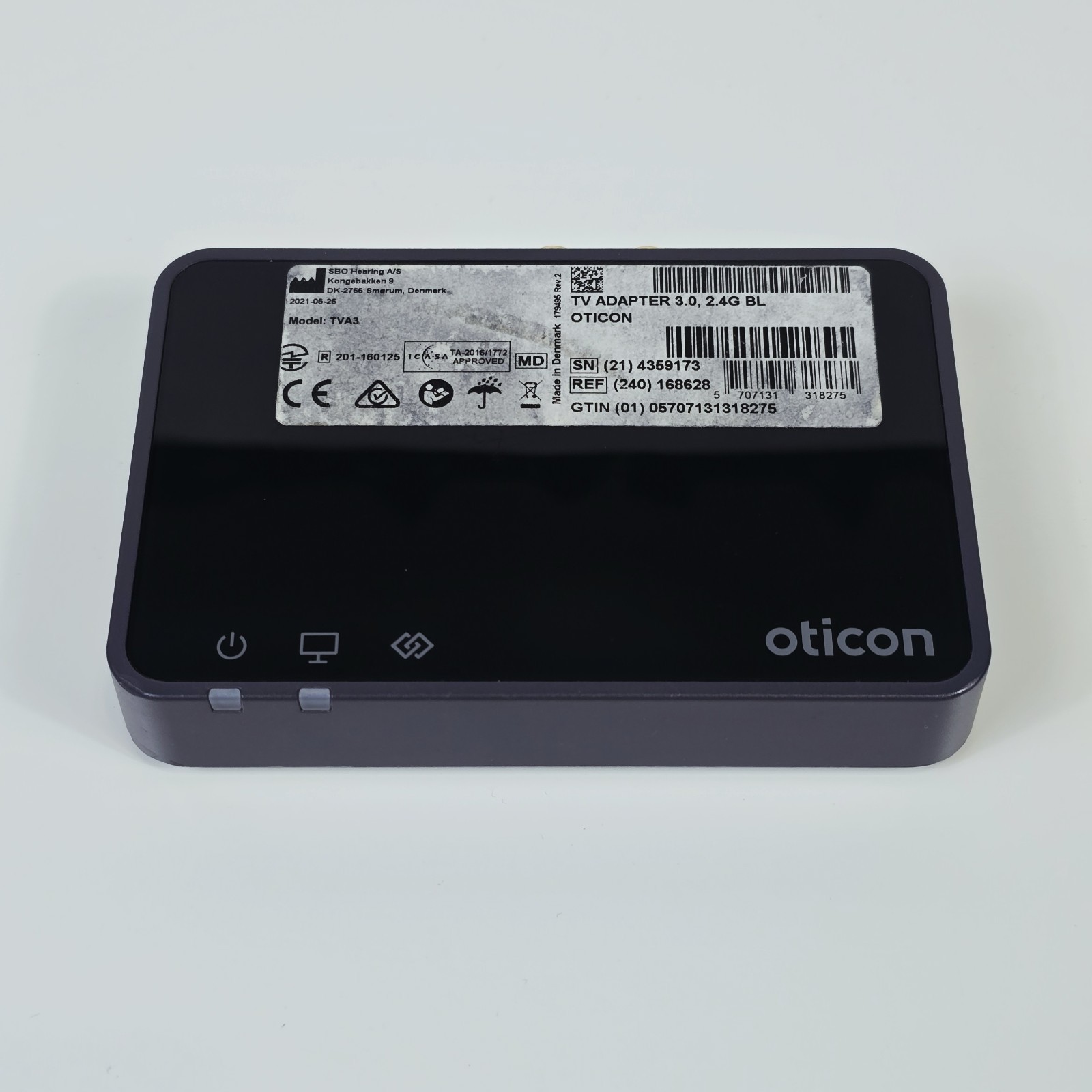 Oticon TV Adapter 3.0 (TVA3) Hearing Aid Wireless Audio Streamer w/ Cables