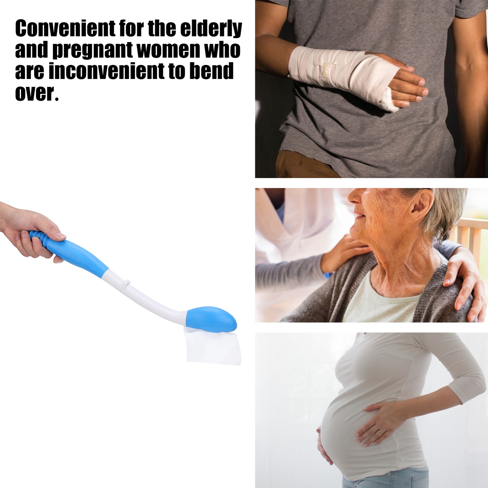 Folding Toilet Aid 20-41cm Wipe Wand Toilet Self Tissue Aid For Elderly Pregnacy
